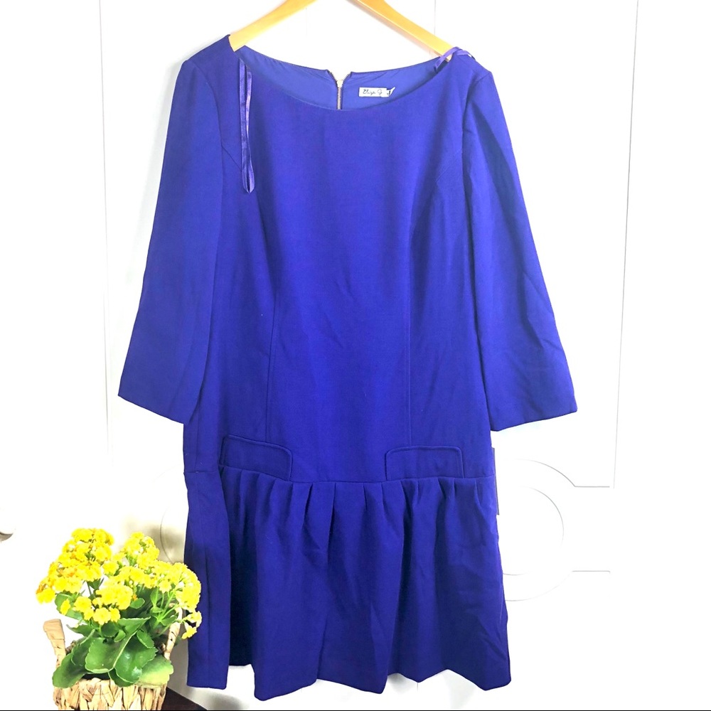 Purple Eliza J Missy Dress Size 16 Long Sleeve